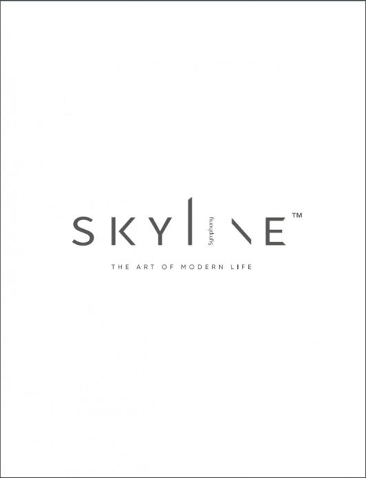 White block with text that reads 'Skyline the art of modern life by Symphony'